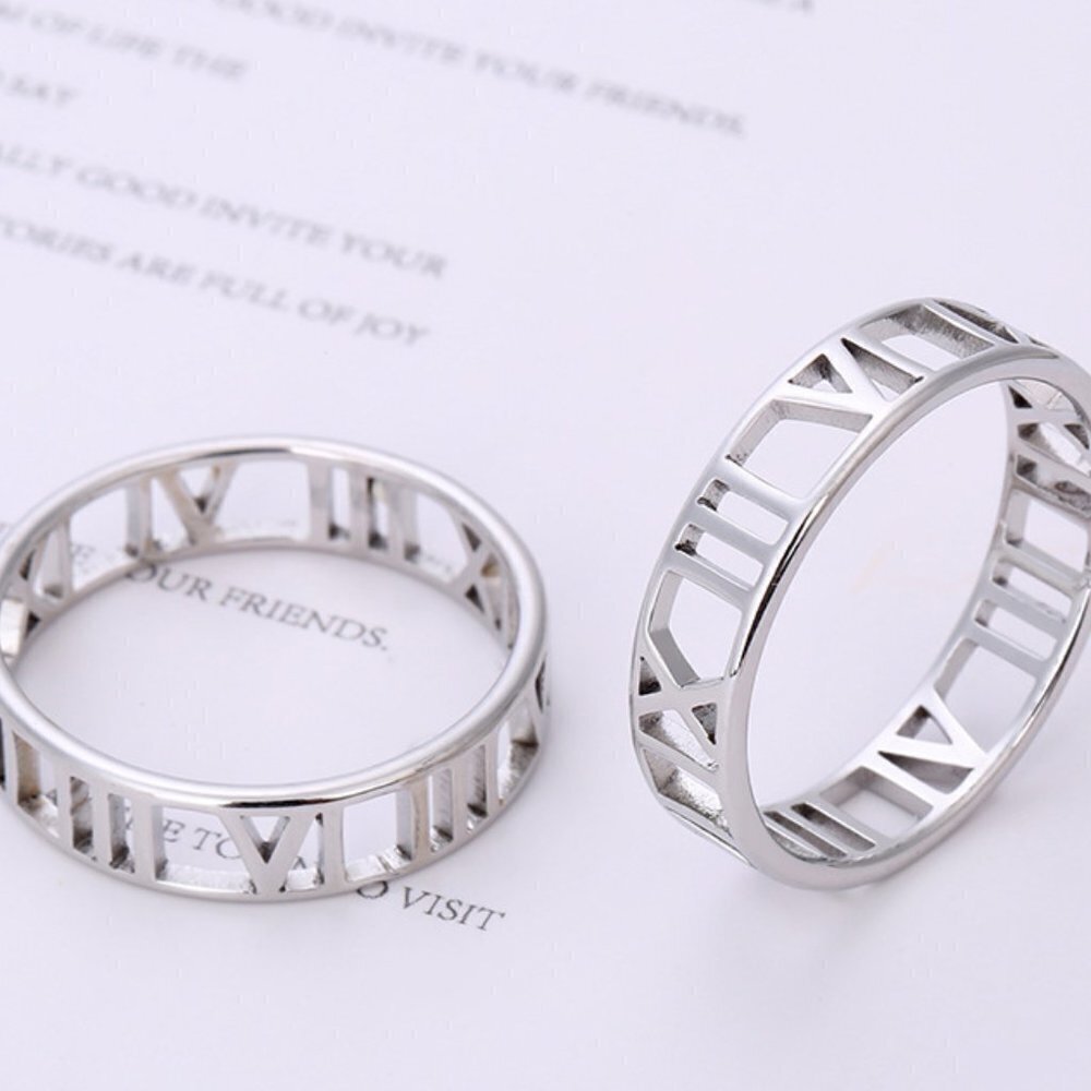 Roman Numeral Silver Ring - Picture 2 of 2